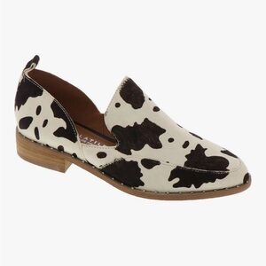 Very Volatile Black and White Cow Print Loafers
